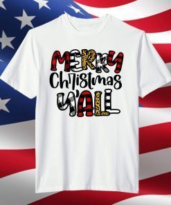 Merry Christmas Y'all Leopard Buffalo Plaid Pajama Family T-Shirt