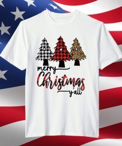 Merry Christmas Yall Red Plaid Christmas Tree T-Shirt
