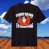 Merry Drunk I'm Christmas Drunken Santa with Reindeers T-Shirt