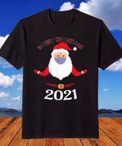 Merry Quarantine Christmas 2021 Santa Claus Face Mask T-Shirt