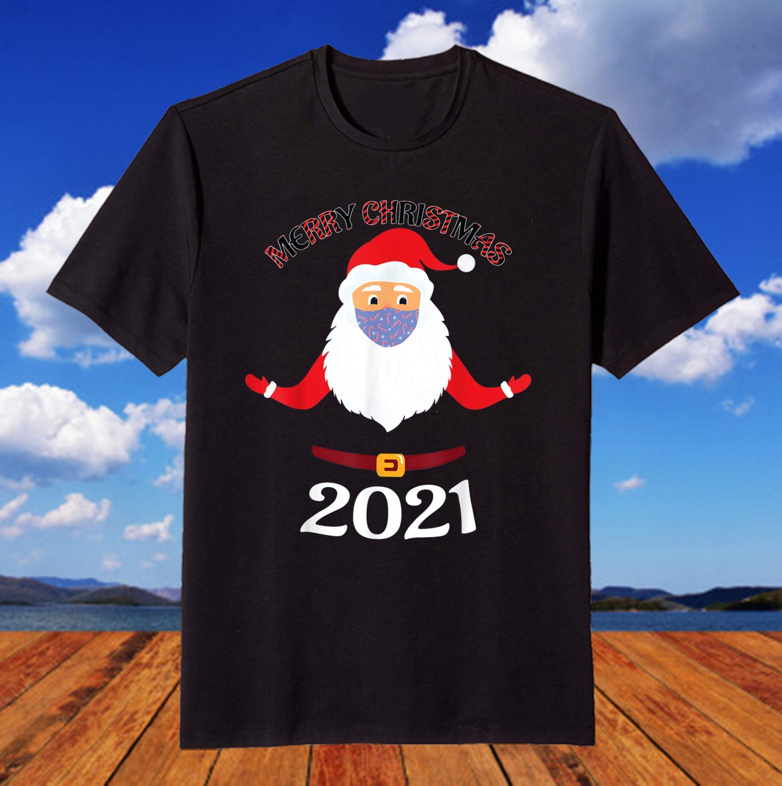 Merry Quarantine Christmas 2021 Santa Claus Face Mask T-Shirt Merry Quarantine Christmas 2021 Santa Claus Face Mask T-Shirt