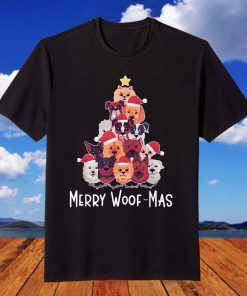 Merry Woof Mas Christmas Tree Dog Xmas Dog Owner T-Shirt