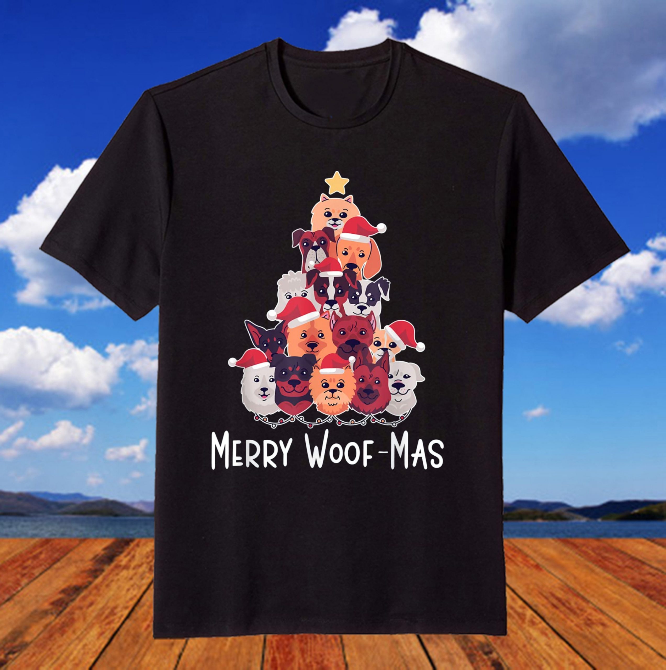 Merry Woof Mas Christmas Tree Dog Xmas Dog Owner T-Shirt Merry Woof Mas Christmas Tree Dog Xmas Dog Owner T-Shirt