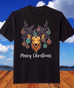 Merry Xmas Christmas Cute Reindeer Tee Shirt
