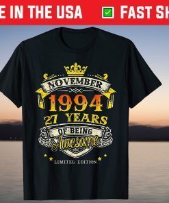 November 1994 27 Years Awesome 27th Birthday T-Shirt