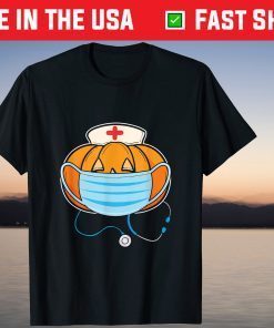 Nurse Pumpkin Wearing Mask Halloween 2021 Costume T-Shirt