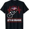 Nurses Let's Go Brandon Impeach Biden American Flag Gift Shirt