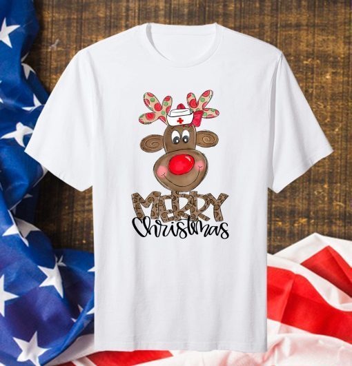 Nursing Reindeer Merry Christmas T-Shirt