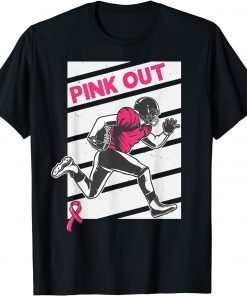 Pink Out Breast Cancer Awareness Bleached Football Mom Girls Gift Shirt