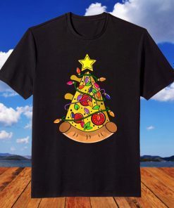 Pizza Christmas Lights Xmas T-Shirt