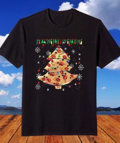 Pizza Christmas Tree Lights Xmas T-Shirt
