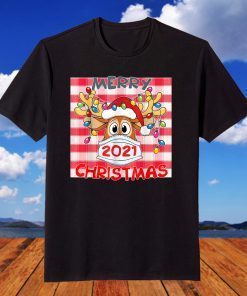 Reindeer In Mask Matching Family Pajama Merry Christmas 2021 T-Shirt