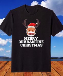 Reindeer in Mask Merry Quarantine Christmas 2021 T-Shirt