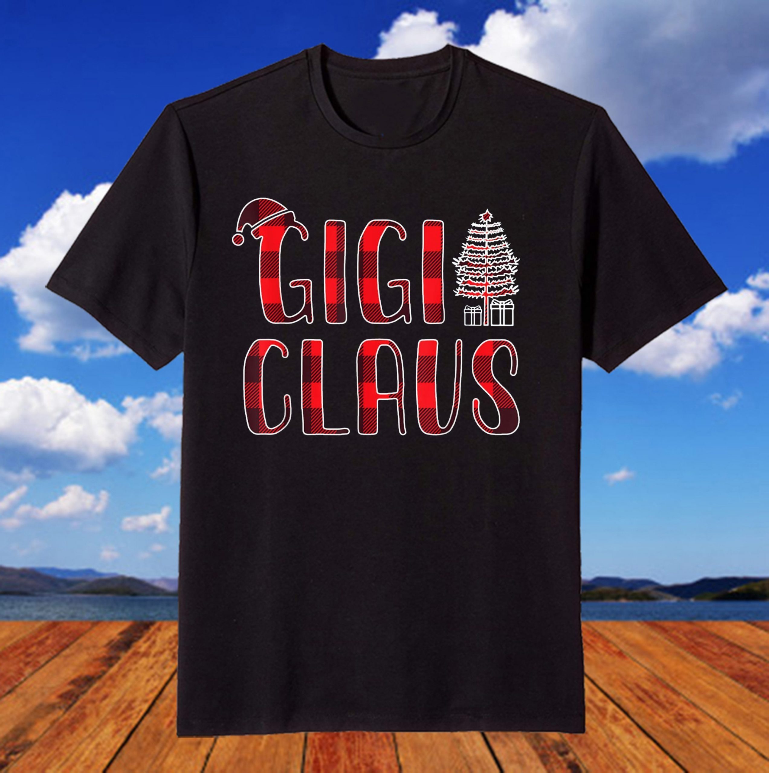 Santa Gigi Red Plaid Claus Merry Christmas 2021 T-Shirt Santa Gigi Red Plaid Claus Merry Christmas 2021 T-Shirt