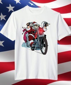 Santa Riding a Motorcycle Christmas T-Shirt