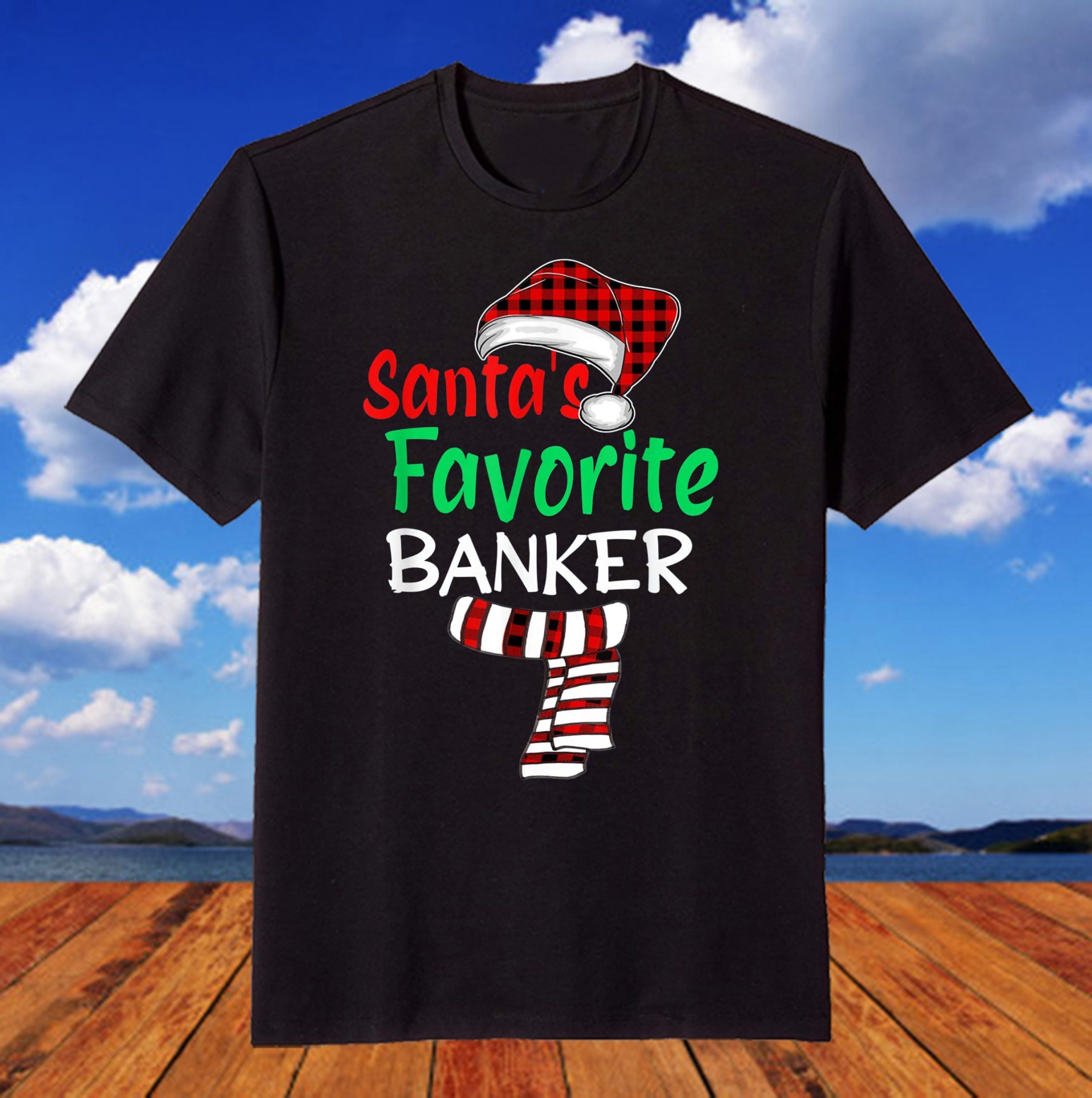 Santa’s Favorite Banker Christmas Santa Red Plaid Claus T-Shirt Santa's Favorite Banker Christmas Santa Red Plaid Claus T-ShirtSanta's Favorite Banker Christmas Santa Red Plaid Claus T-Shirt