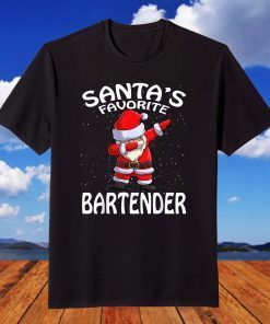 Santa's Favorite Bartender Christmas T-Shirt
