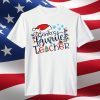 Santa's Favorite Teacher Christmas Santa Hat Light T-Shirt