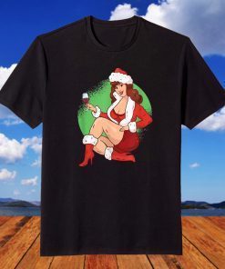 Sexy Pin Up Girl Santa Claus Costume High Heels Hot Pants T-Shirt