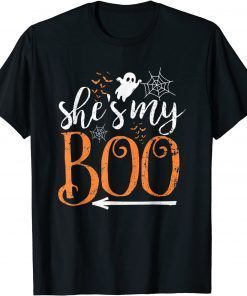 She's Is My Boo Halloween Costume Matching Couple Boo Ghost Gift Shirt