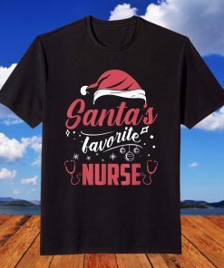 Stethoscope Christmas RN Xmas Nursing Santas Favorite Nurse T-Shirt