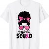 Support Squad Messy Bun Afro Black Woman Queen Breast Cancer T-Shirt