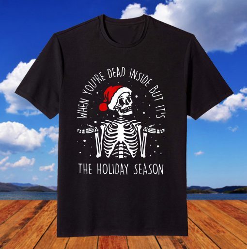 The Holiday Season Santa Skeleton Merry Christmas T-Shirt