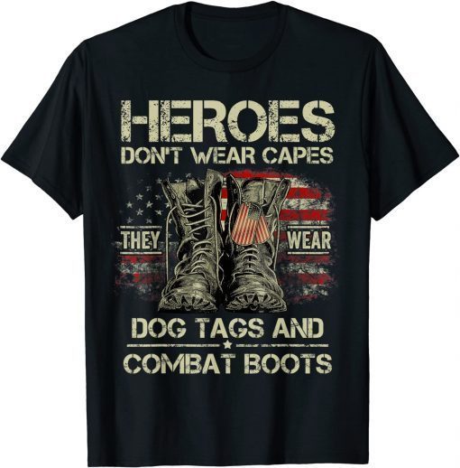 US Flag Veterans Day I'm a Hero a Dad Grandpa and a Veteran T-Shirt