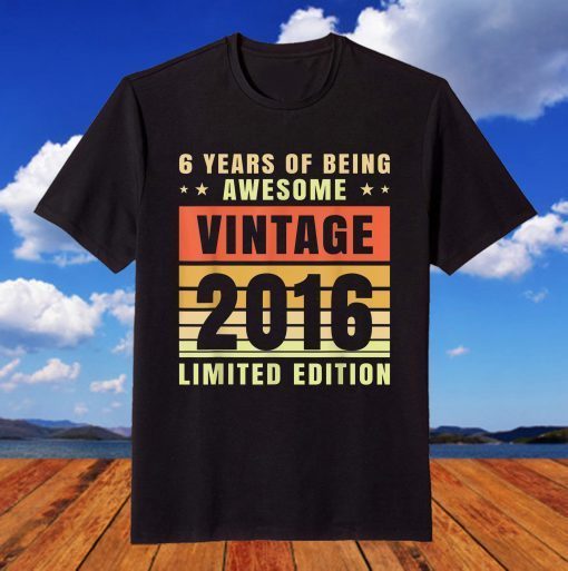 Vintage 2016 Limited Edition 6th Birthday 6 Year Old T-Shirt