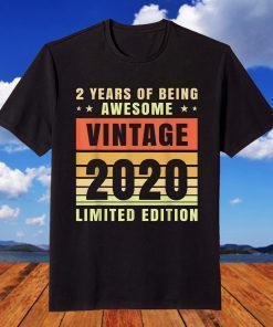 Vintage 2020 Limited Edition 2nd Birthday 2 Year Old T-Shirt