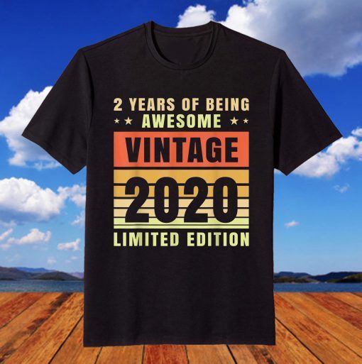 Vintage 2020 Limited Edition 2nd Birthday 2 Year Old T-Shirt