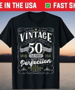 Vintage 50th Birthday 1969 Aged To Perfection T-Shirt