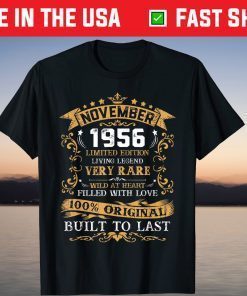 Vintage 65th Birthday November 1956 65 Years Old T-Shirt