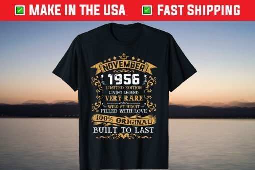 Vintage 65th Birthday November 1956 65 Years Old T-Shirt