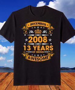 Vintage Born December 2008 13th Birthday 13 Years Old T-Shirt