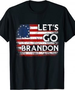 Vintage Lets Go Brandon Anti Biden Us Flag Gift Shirt