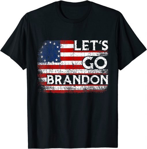 Vintage Lets Go Brandon Anti Biden Us Flag Gift Shirt