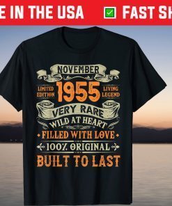 Vintage November 1955 65th Birthday 65 Years Old T-Shirt