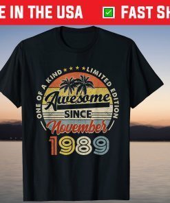 Vintage November 1989 Happy 32nd Birthday 32 Years Old T-Shirt