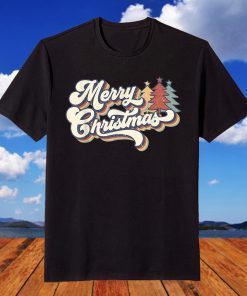 Vintage Retro 70s Merry Christmas Tee Shirt