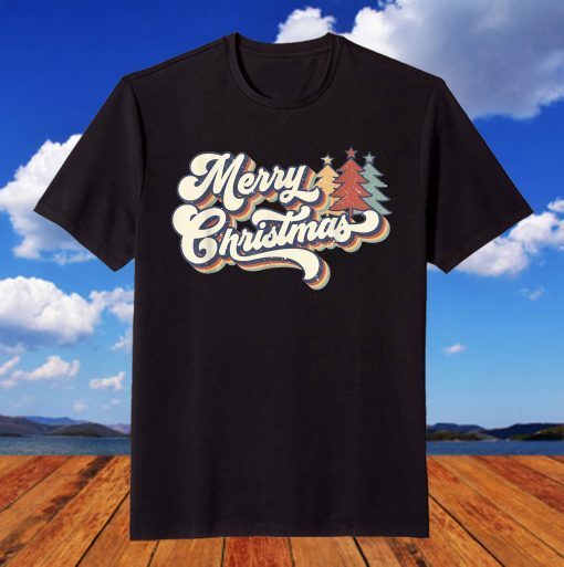 Vintage Retro 70s Merry Christmas Tee Shirt