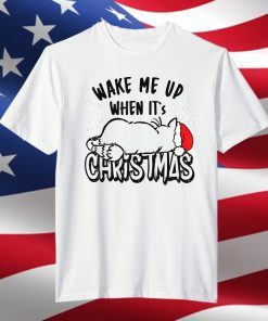 Wake Me Up When It's Christmas , Merry Christmas Cat T-Shirt