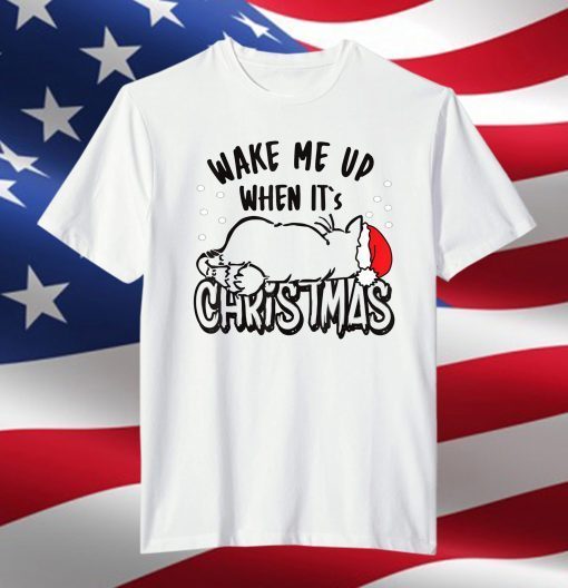 Wake Me Up When It's Christmas , Merry Christmas Cat T-Shirt