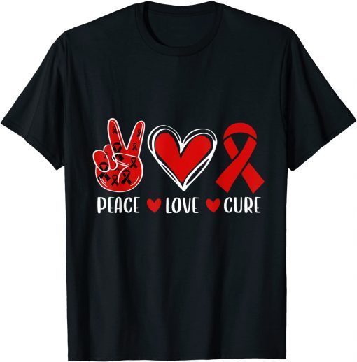 We Wear red For Red Ribbon Week Peace Love Cure Limited Shirt