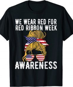 We Wear red For Red Ribbon Week Us Flag Classic Shirt