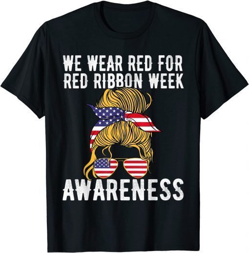 We Wear red For Red Ribbon Week Us Flag Classic Shirt