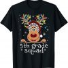 5th Grade Squad Plaid Reindeer Santa Hat Teacher Christmas Gift Shirt