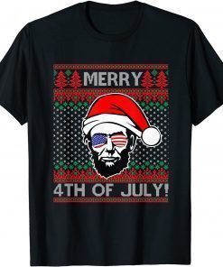 Abraham Lincoln 4th Of July Merica USA Flag Christmas Ugly Gift Shirt