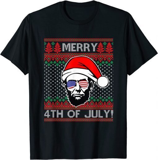 Abraham Lincoln 4th Of July Merica USA Flag Christmas Ugly Gift Shirt