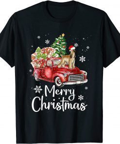 Afghan Hound Riding Red Truck Xmas Merry Christmas Limited Shirt